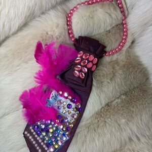 Elegant Pink and Purple Beaded Necklace Tie
